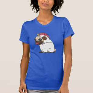Cartoon Pug in Unicorn Costume Pugicorn T-Shirt