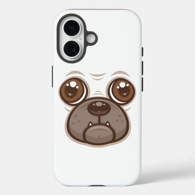 Cartoon Pug Mug Puppy Dog Face Case-Mate iPhone Case (Back)