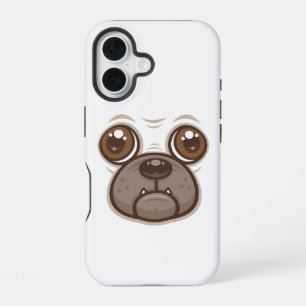 Cartoon Pug Mug Puppy Dog Face iPhone 16 Case