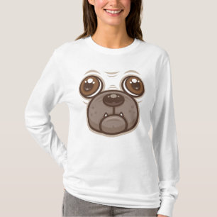 Cartoon Pug Mug Puppy Dog Face T-Shirt