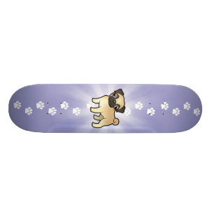 Cartoon Pug Skateboard