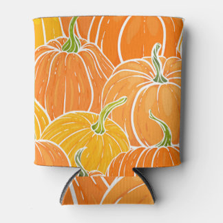 Cartoon pumpkin, cute autumn pattern. can cooler