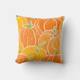 Cartoon pumpkin, cute autumn pattern. throw pillow