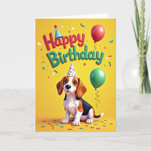 Cartoon Puppy Birthday Card