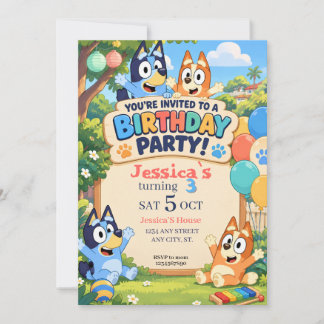 Cartoon Puppy Birthday Party Invitation | Any Age