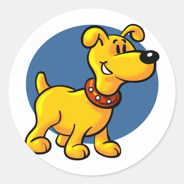Cartoon Puppy Dog Classic Round Sticker (Front)