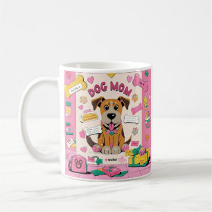 Cartoon Puppy dog mom in pink room Coffee Mug