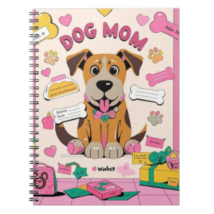 Cartoon Puppy dog mom in pink room Notebook