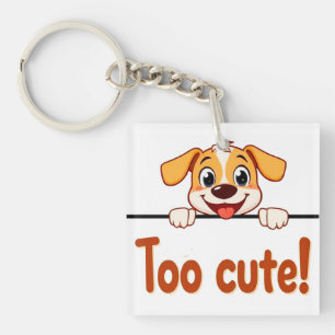 Cartoon Puppy with Appealing Text Keychain