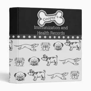 Cartoon Pups Health Records Binder