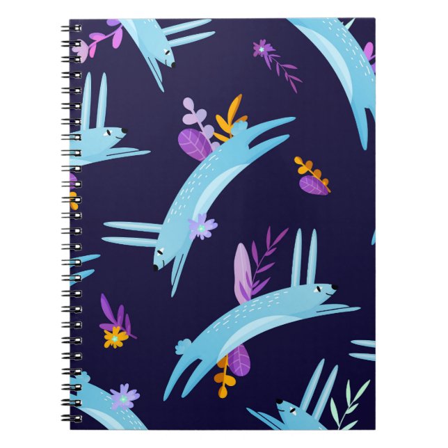 Cartoon rabbit bunny, seamless pattern. notebook (Front)