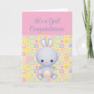 Cartoon Rabbit Congratulations Its a Girl Greeting Card