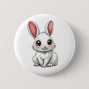 Cartoon rabbit illustration 2 inch round button