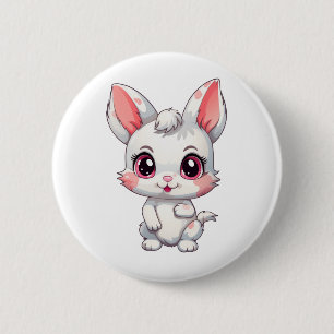 Cartoon rabbit illustration 2 inch round button