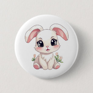 Cartoon rabbit illustration 2 inch round button