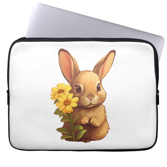 Cartoon rabbit illustration  laptop sleeve (Front)