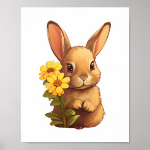 Cartoon rabbit illustration poster