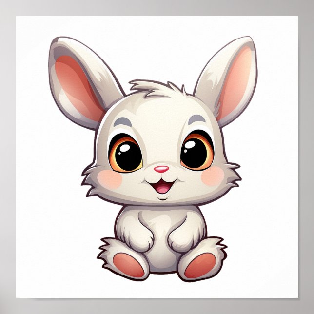 Cartoon rabbit illustration poster (Front)