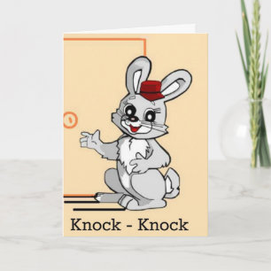 Cartoon Rabbit Knock-Knock Joke Feeling Better Car Card