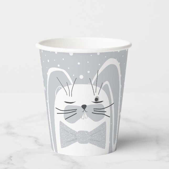Cartoon rabbit, symbol 2023.  paper cups (Front)