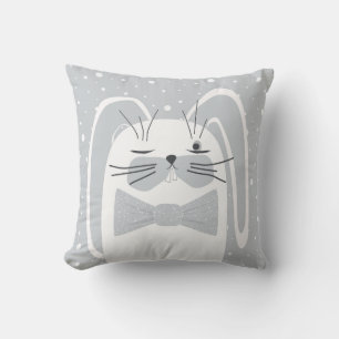 Cartoon rabbit, symbol 2023. throw pillow