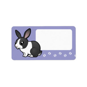 Cartoon Rabbit (uppy ear smooth hair) Label