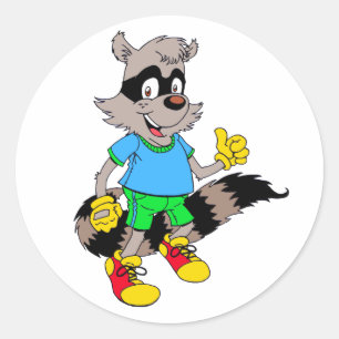 Cartoon Raccoon Classic Round Sticker