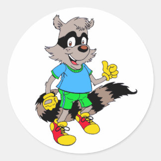 Cartoon Raccoon Classic Round Sticker