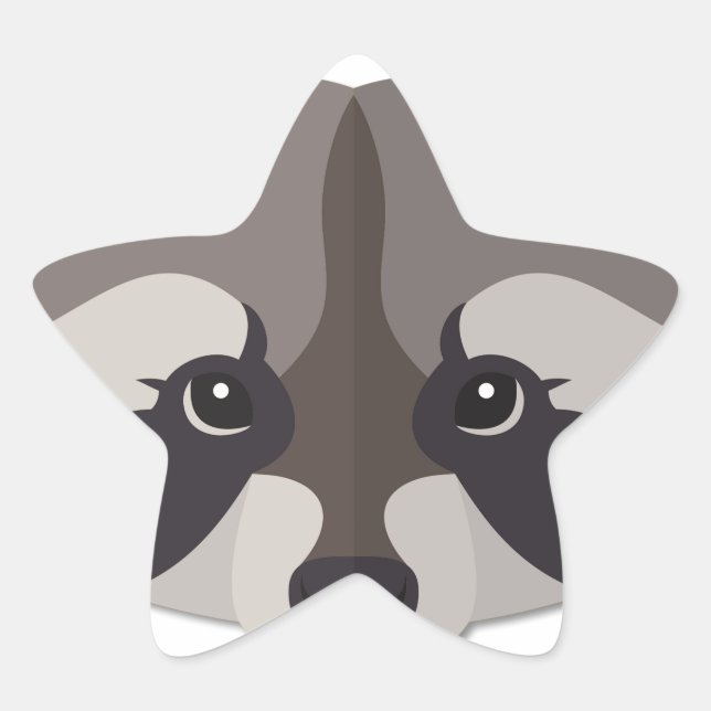 Cartoon Raccoon Head Star Sticker (Front)