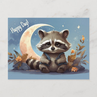 Cartoon raccoon postcard