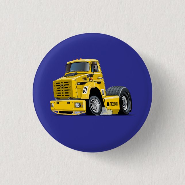 Cartoon Racing truck 1 Inch Round Button (Front)