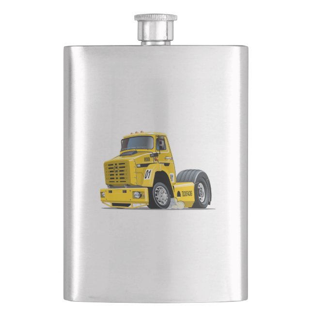 Cartoon Racing truck Hip Flask (Front)