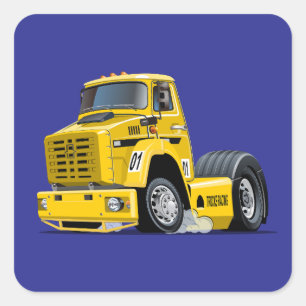 Cartoon Racing truck Square Sticker