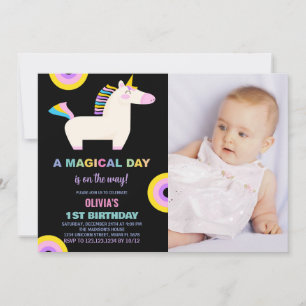 Cartoon Rainbow Unicorn Anniversaire Invitations p