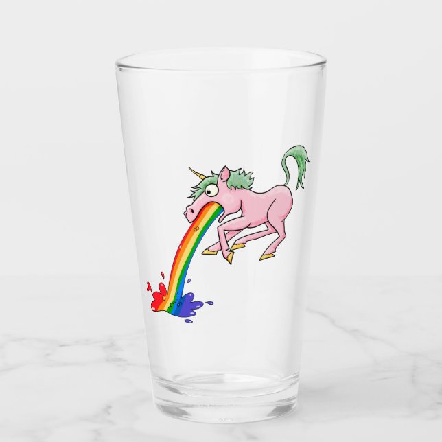 Cartoon Rainbow Unicorn Glass (Front)