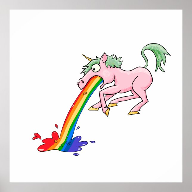 Cartoon Rainbow Unicorn Poster (Front)