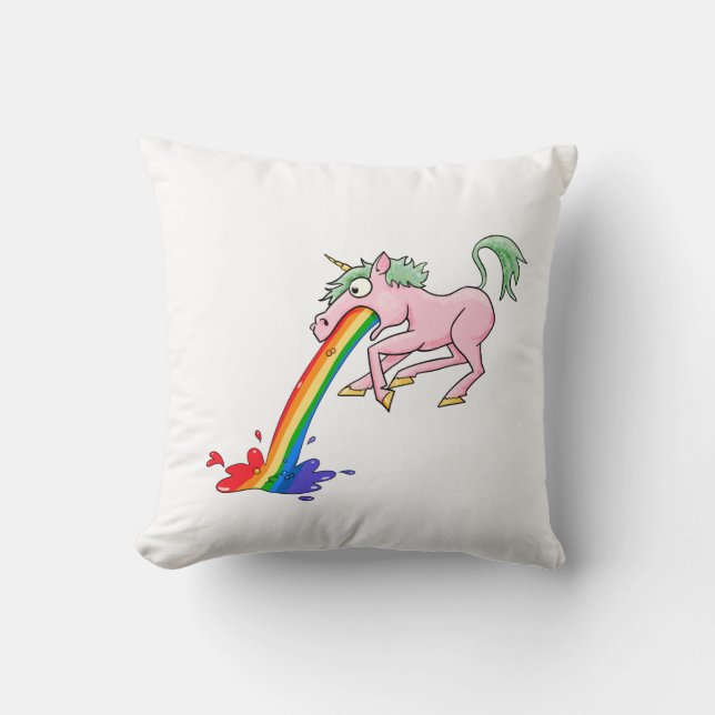 Cartoon Rainbow Unicorn Throw Pillow (Front)