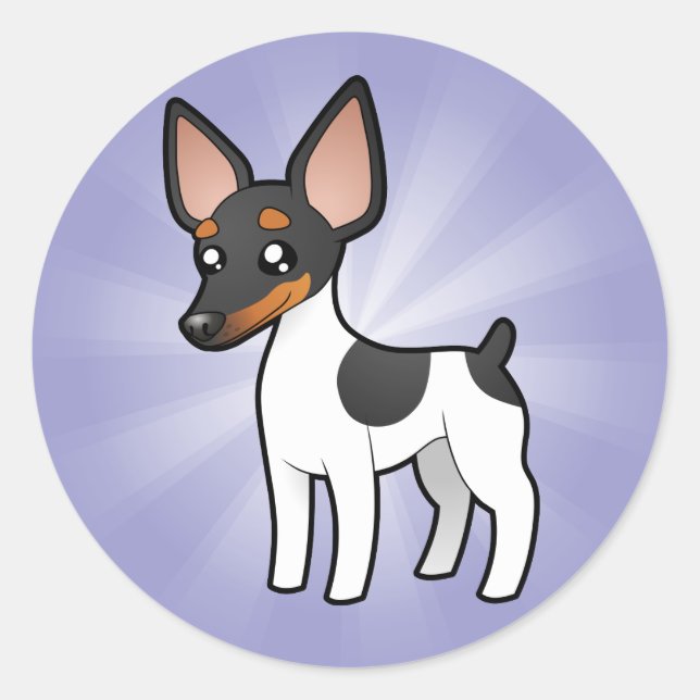 Cartoon Rat Terrier / Toy Fox Terrier Classic Round Sticker (Front)