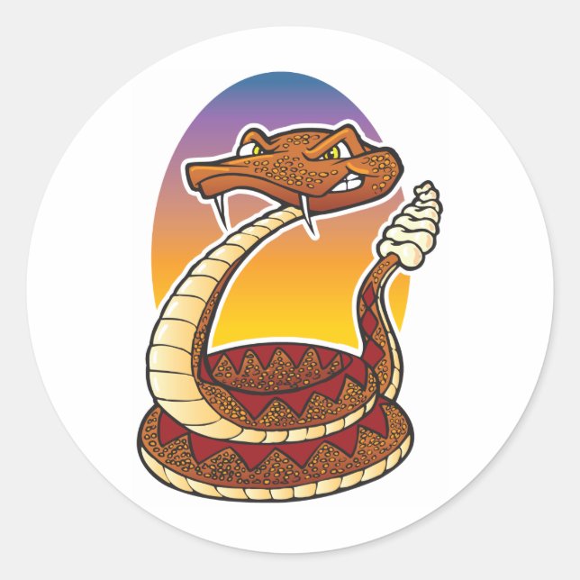 Cartoon Rattlesnake Classic Round Sticker (Front)