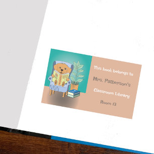 Cartoon Reading Dog Classroom Library Sticker