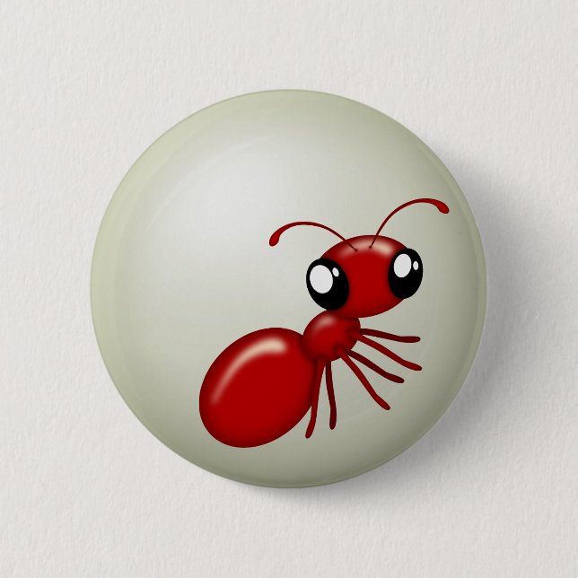 Cartoon Red Ant Button (Front)