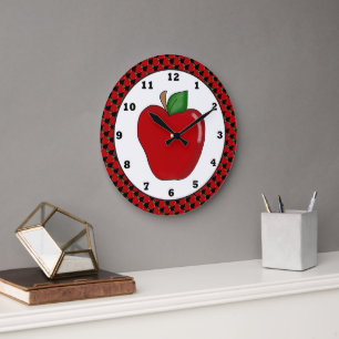 Cartoon red apple wall clock