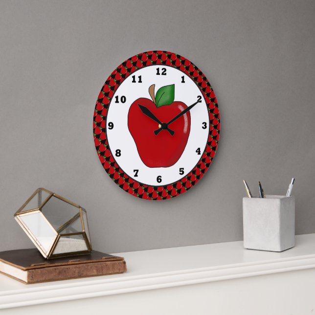 Cartoon red apple wall clock (Office)