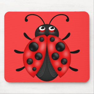 Cartoon Red Black Ladybug Mousemat Mouse Pad