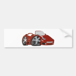 Cartoon Red Car Art Bumper Sticker