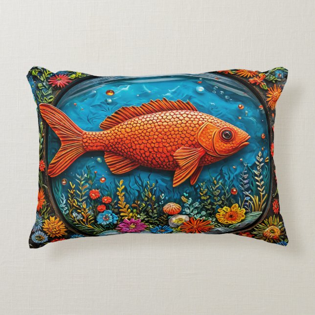 Cartoon Red fish Accent Pillow (Front)