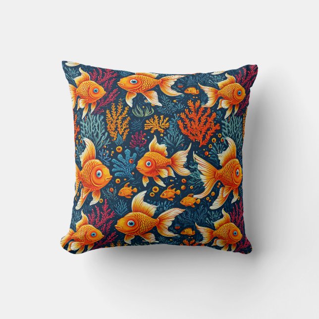 Cartoon Red fish Throw Pillow (Front)