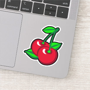 Cartoon Red Green Black Cherries Fruit Vector Art