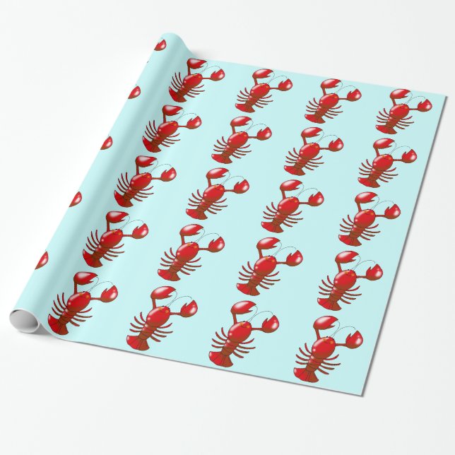 cartoon red lobster wrapping paper (Unrolled)