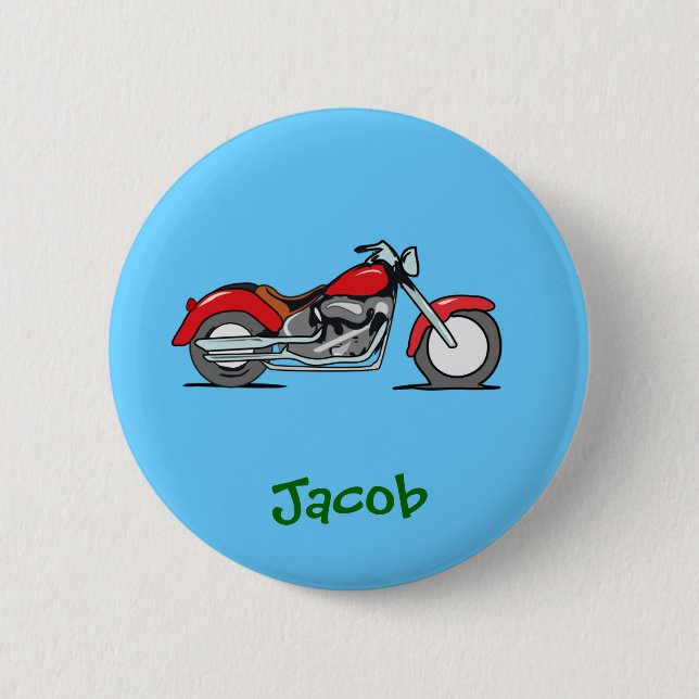 Cartoon Red MotorCycle - MotorBike 2 Inch Round Button (Front)